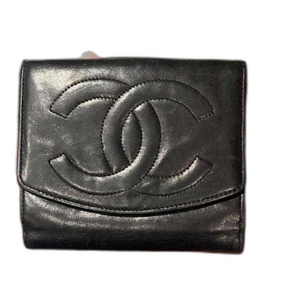Chanel Trifold Wallet Black Lambskin